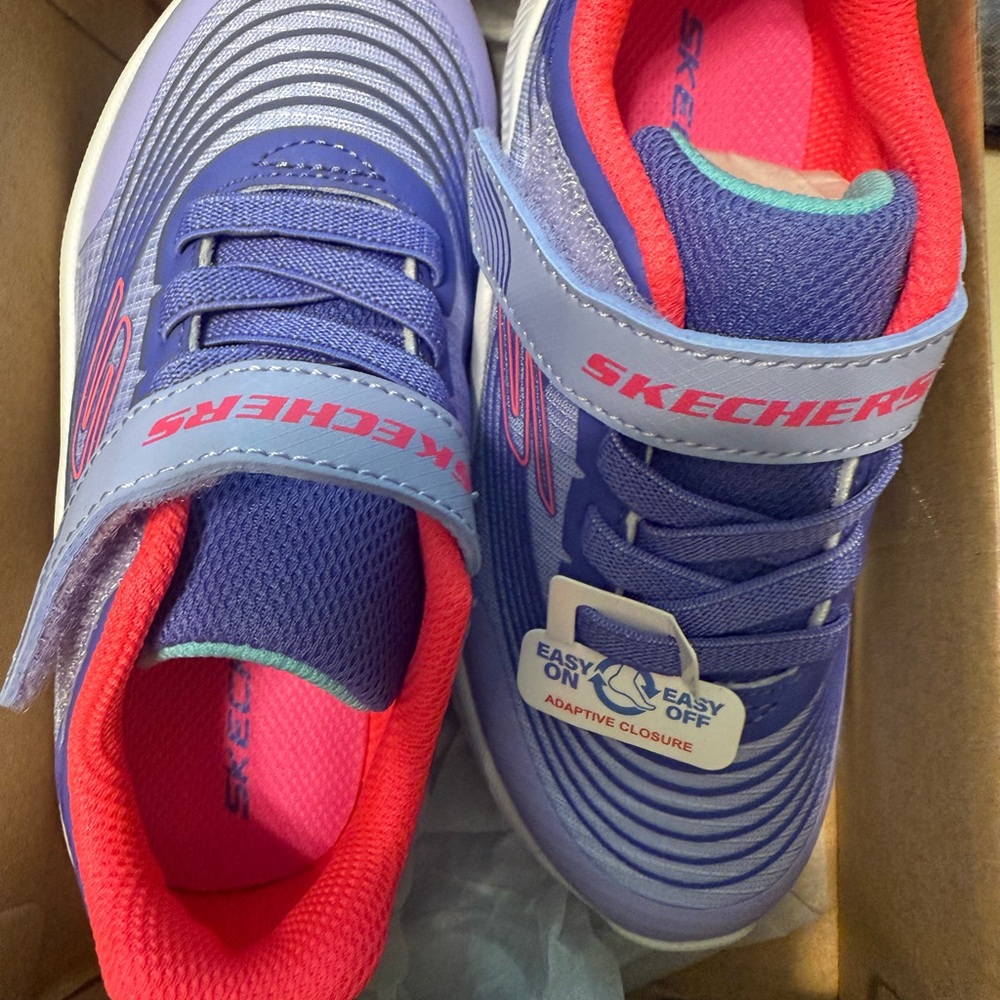 Skechers Blue and Pink Sneakers with Velcro Strap
